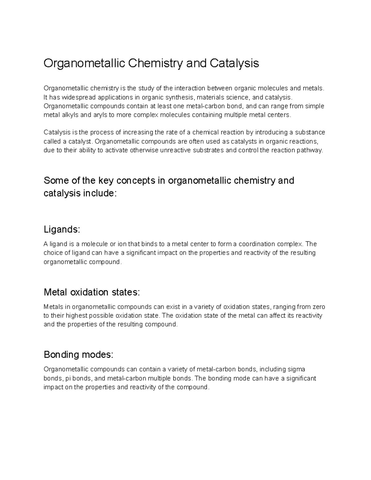 Organic Chemistry II (CHM2020 ) Lecture 28 Organometallic Chemistry