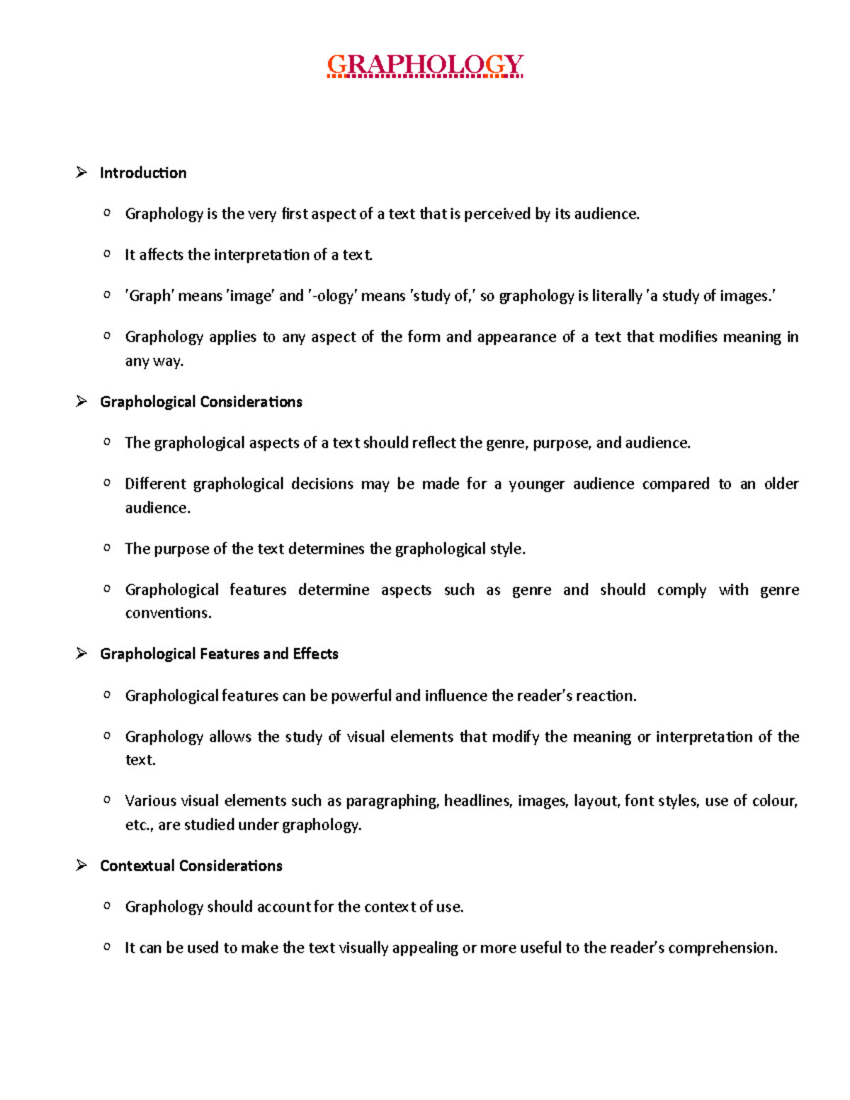 AS English Language - 20th Module - Graphology - IntroducƟon Graphology ...