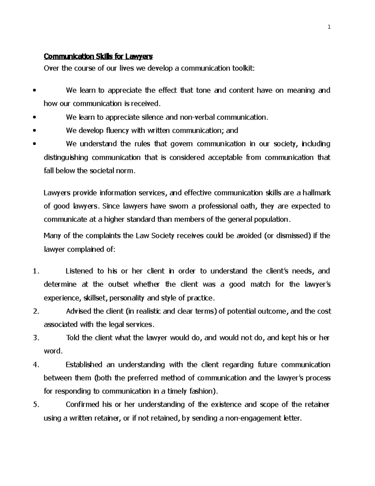 1640186386540 Comm Skilss 3 notes - 1 Communication Skills for Lawyers ...