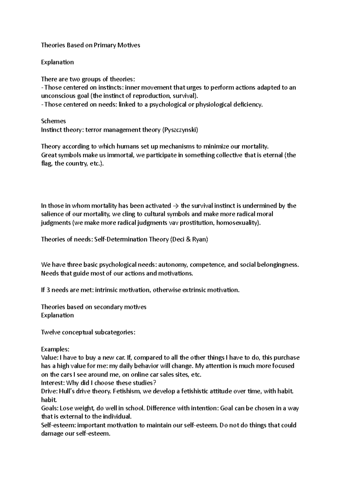 Theories Based on Primary Motives - Theories Based on Primary Motives ...
