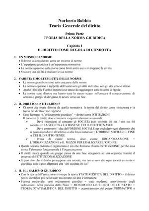 Bobbio - teoria generale - Norberto Bobbio Teoria Generale del diritto  Prima Parte TEORIA DELLA - Studocu