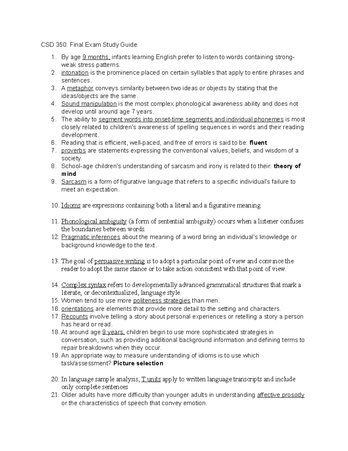 CSD 350 Final Exam Study Guide Fall 2022 w/ans. - CSD 350: Final Exam ...