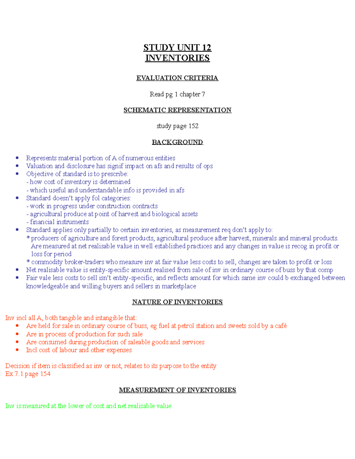 FAC2601 Study Unit 12 Inventories - STUDY UNIT 12 INVENTORIES ...