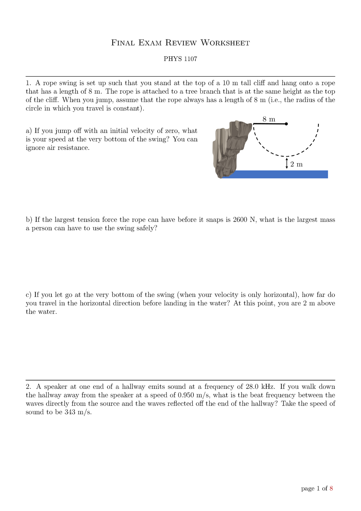 Review 3 Answers Phys 1107 Introductory General Physics I Studocu