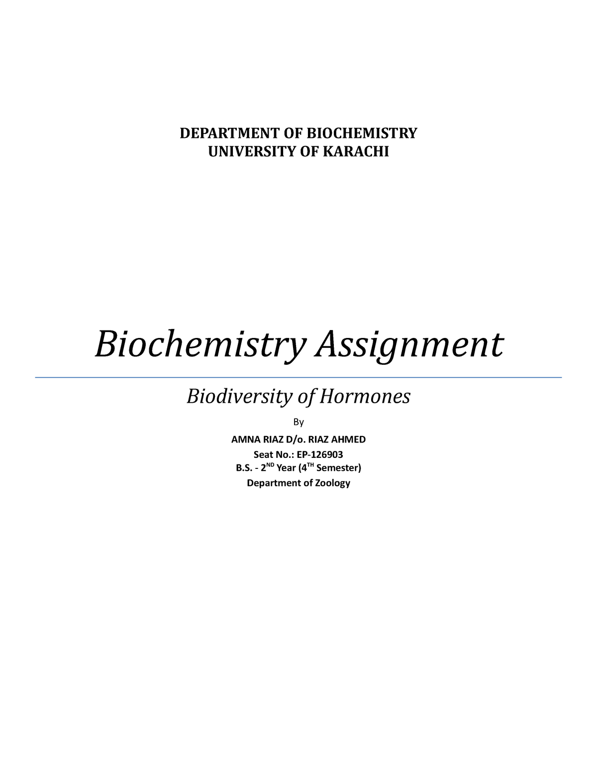biochemistry assignment topics pdf