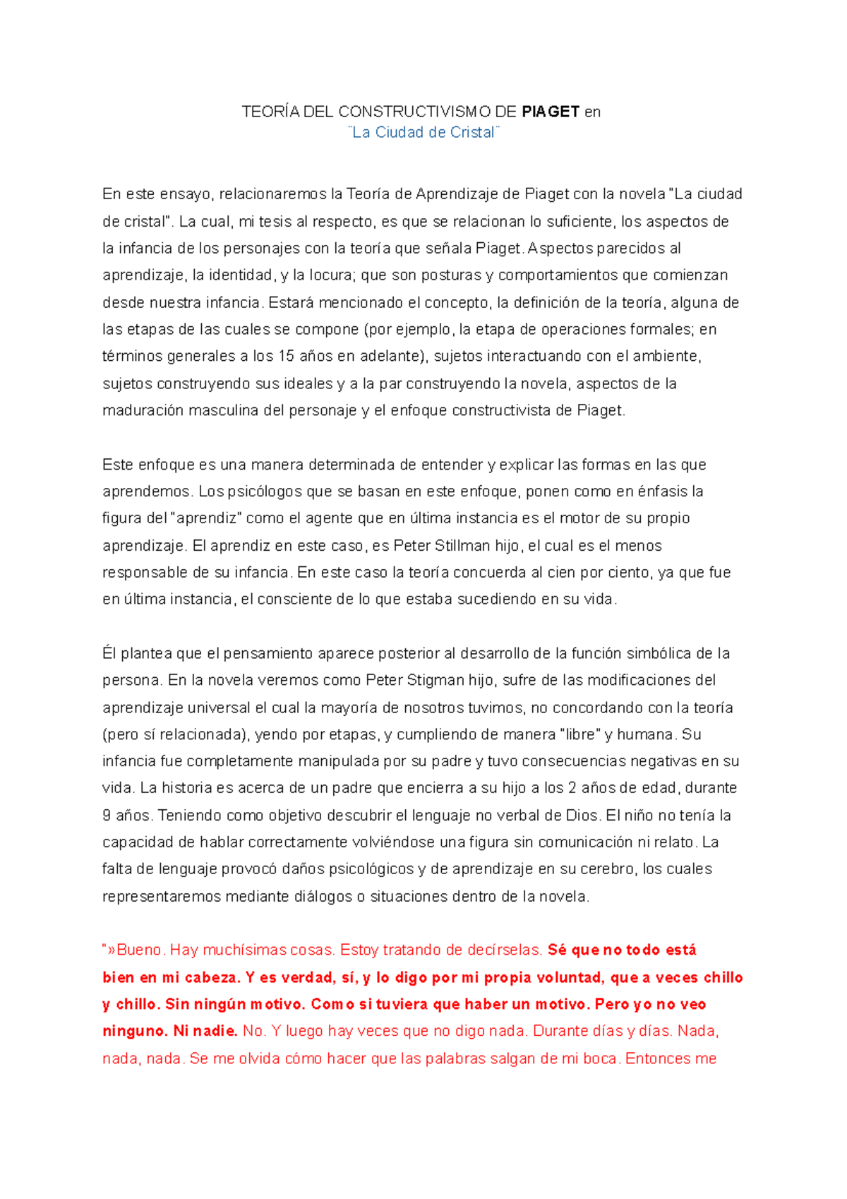 Salma Erut notes - TEORÍA DEL CONSTRUCTIVISMO DE PIAGET en ̈La Ciudad ...