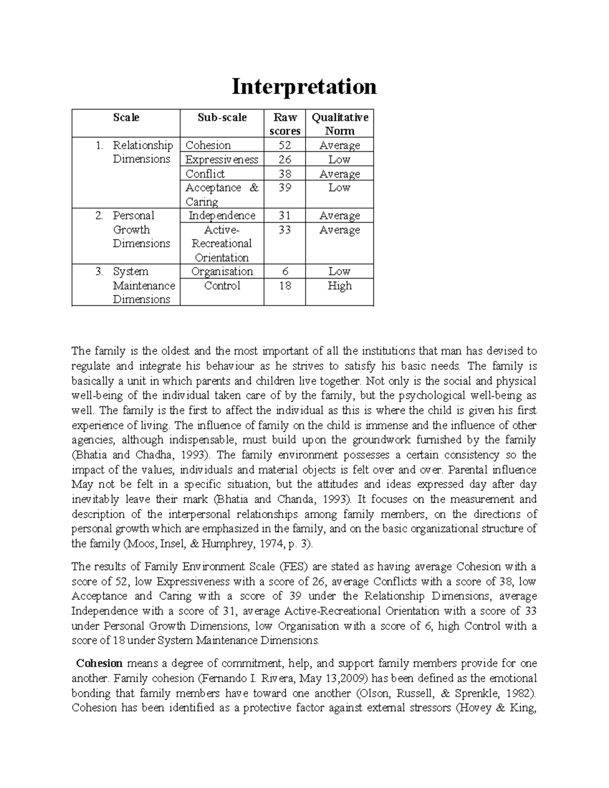 FES Interpretation-Draft - Interpretation Scale Sub-scale Raw scores ...