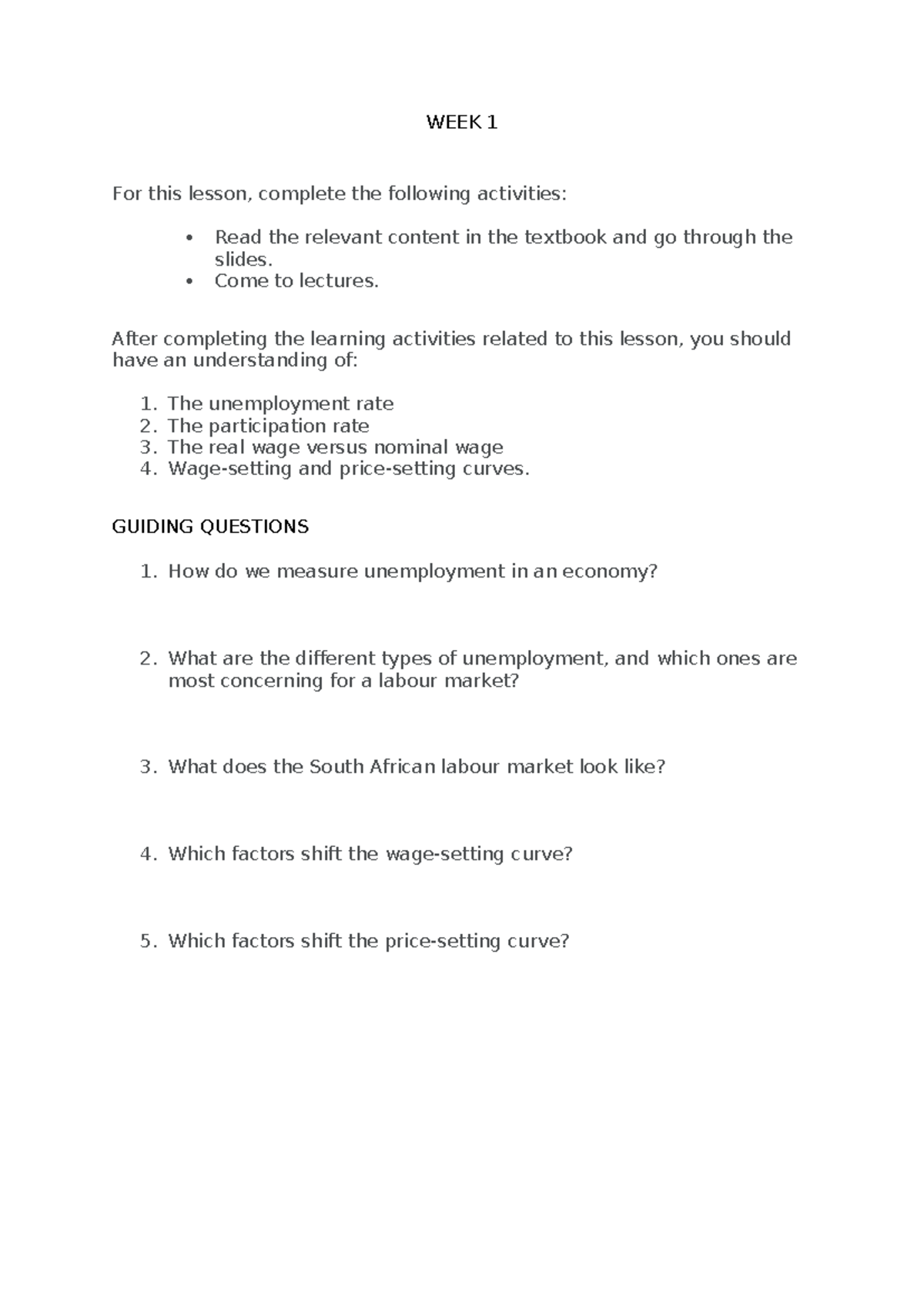 WEEK 1 LECTURE NOTES - WEEK 1 For This Lesson, Complete The Following ...