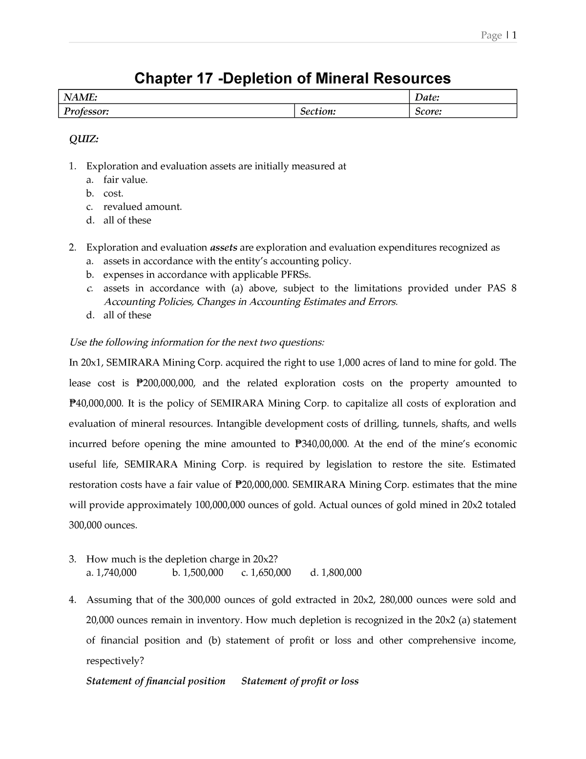 Imact 02 QUIZ CHAP17 - Study Hard - Page | 1 Chapter 17 -Depletion Of ...