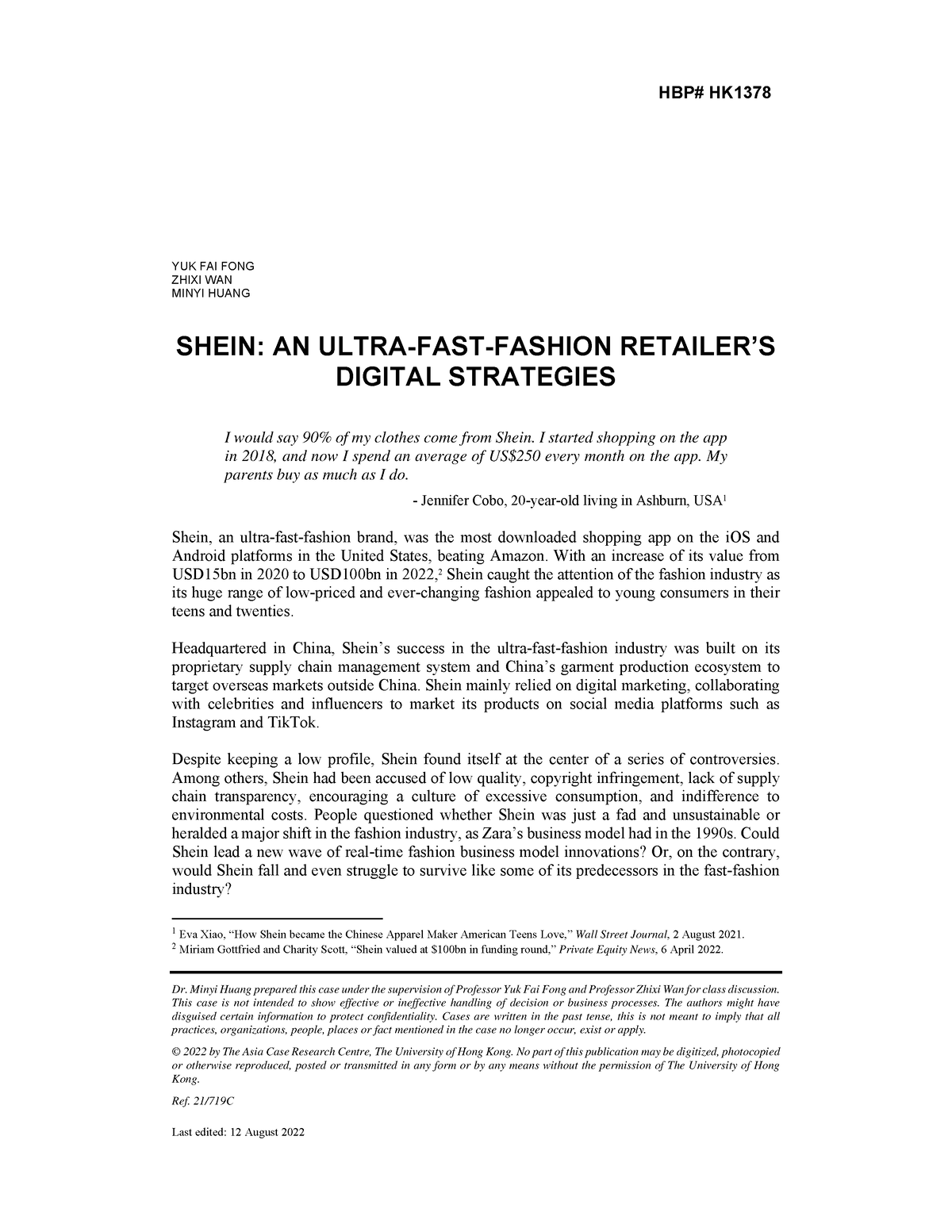 SheIn: A Story of Online Segregation and Data as Business Intuition · Yiqin  Fu