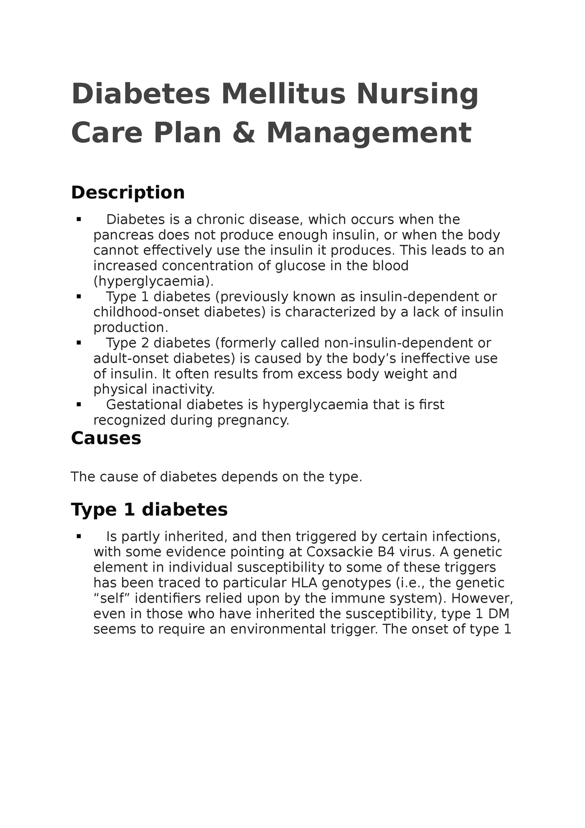 Diabetes Mellitus Nursing Care Plan - Diabetes Mellitus Nursing Care ...