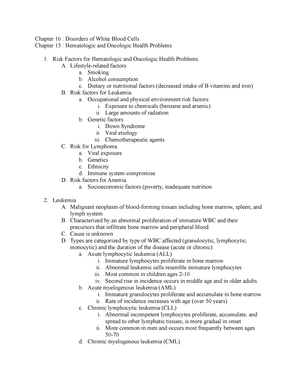 Chap 16 Review and Rationale Notes - Chapter 16 : Disorders of White ...