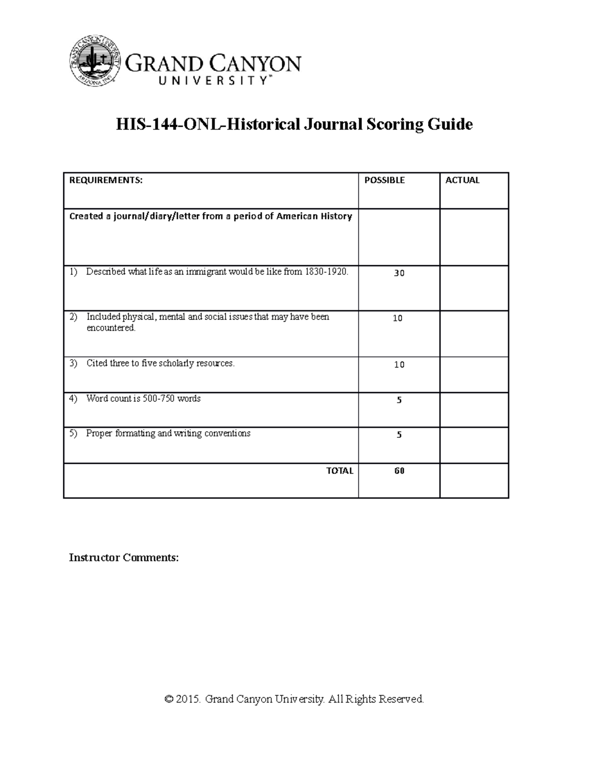 Historical Journal History 144 HIS144.ONL.Historical Journal.Scoring