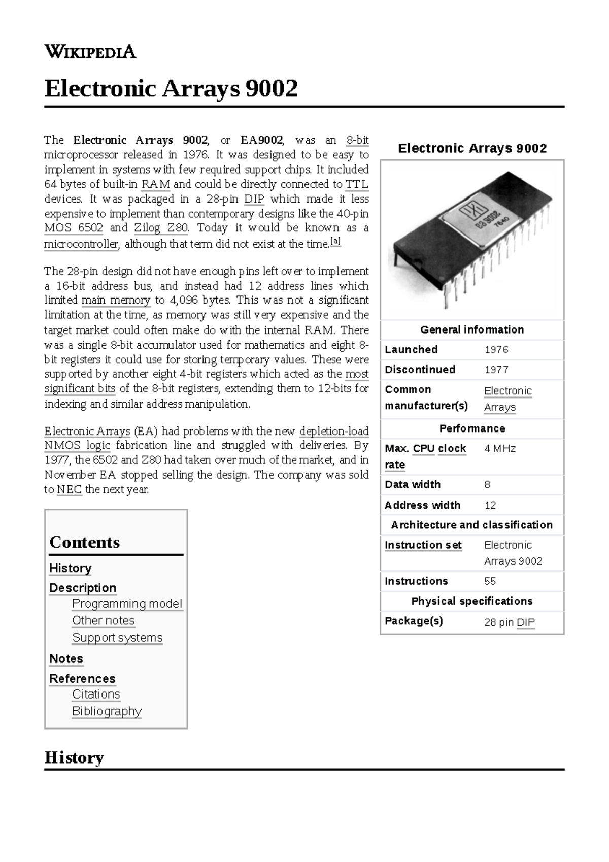 Electronic Arrays 9002 Electronic Arrays 9002 General information