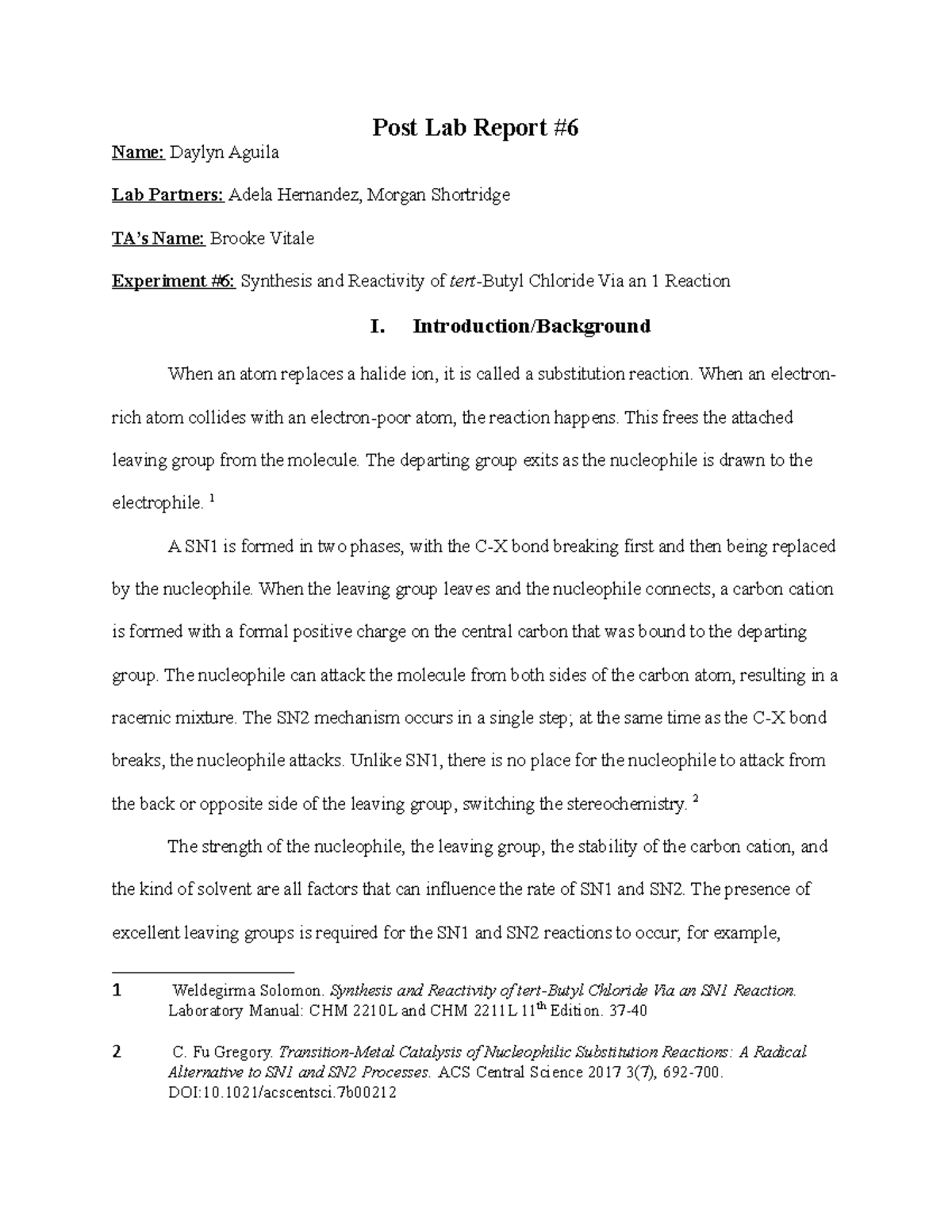 Post Lab Report 6 - Post Lab Report Name: Daylyn Aguila Lab Partners ...