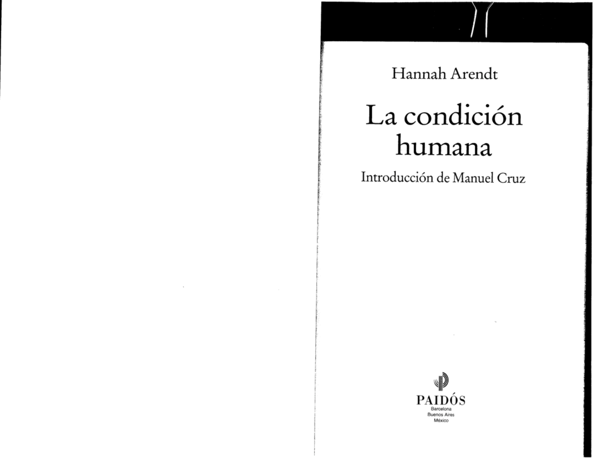 Sobre La Condicion Humana, Hannah Arendt PDF Hannah Arendt Filosofía