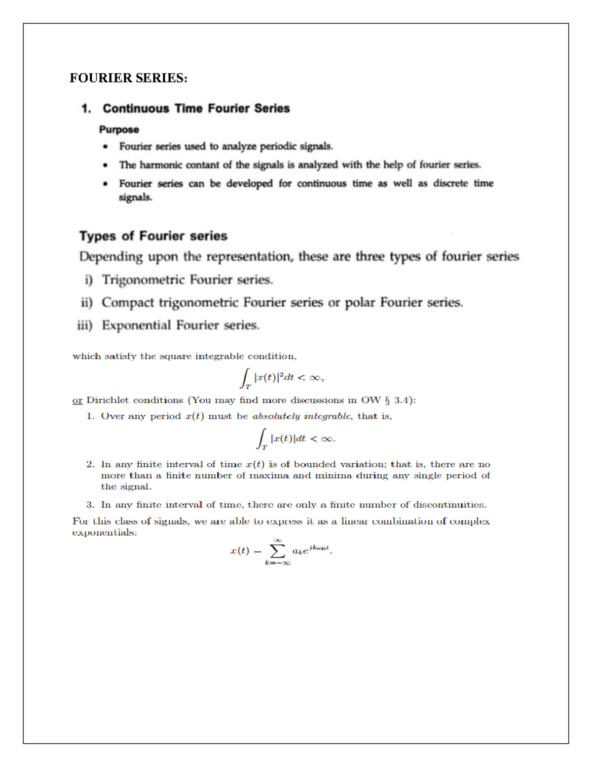 Signals AND Systems-29-33 - Signals and systems - FOURIER SERIES: - Studocu