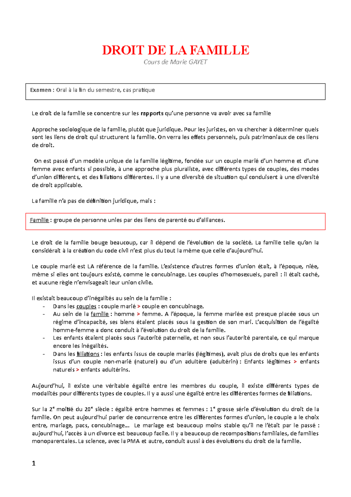 Droit de la famille - Partie 1 : droit du couple - DROIT DE LA FAMILLE ...
