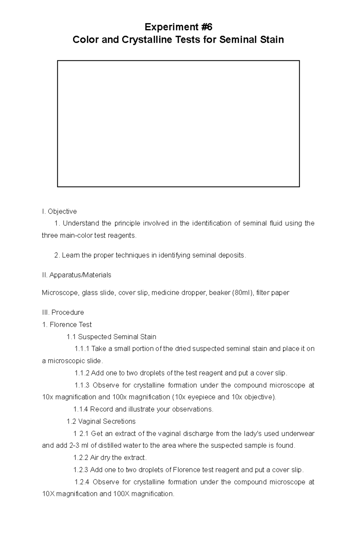 Experiment 6 Forensic Chemistry Experiment Experiment Color And Experiment 6 Forensic Chemistry Experiment Experiment Color And