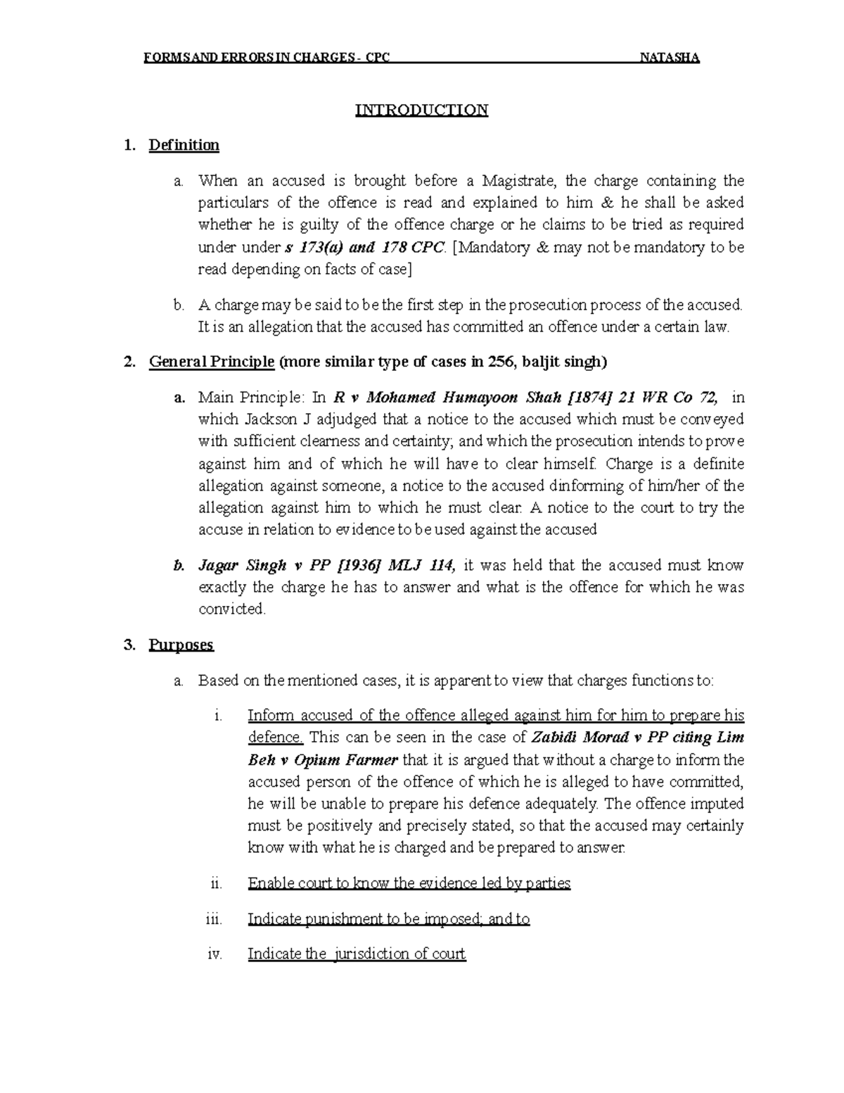 Joinder AND Duplicity OF Charges 2022 INTRODUCTION 1. Definition a