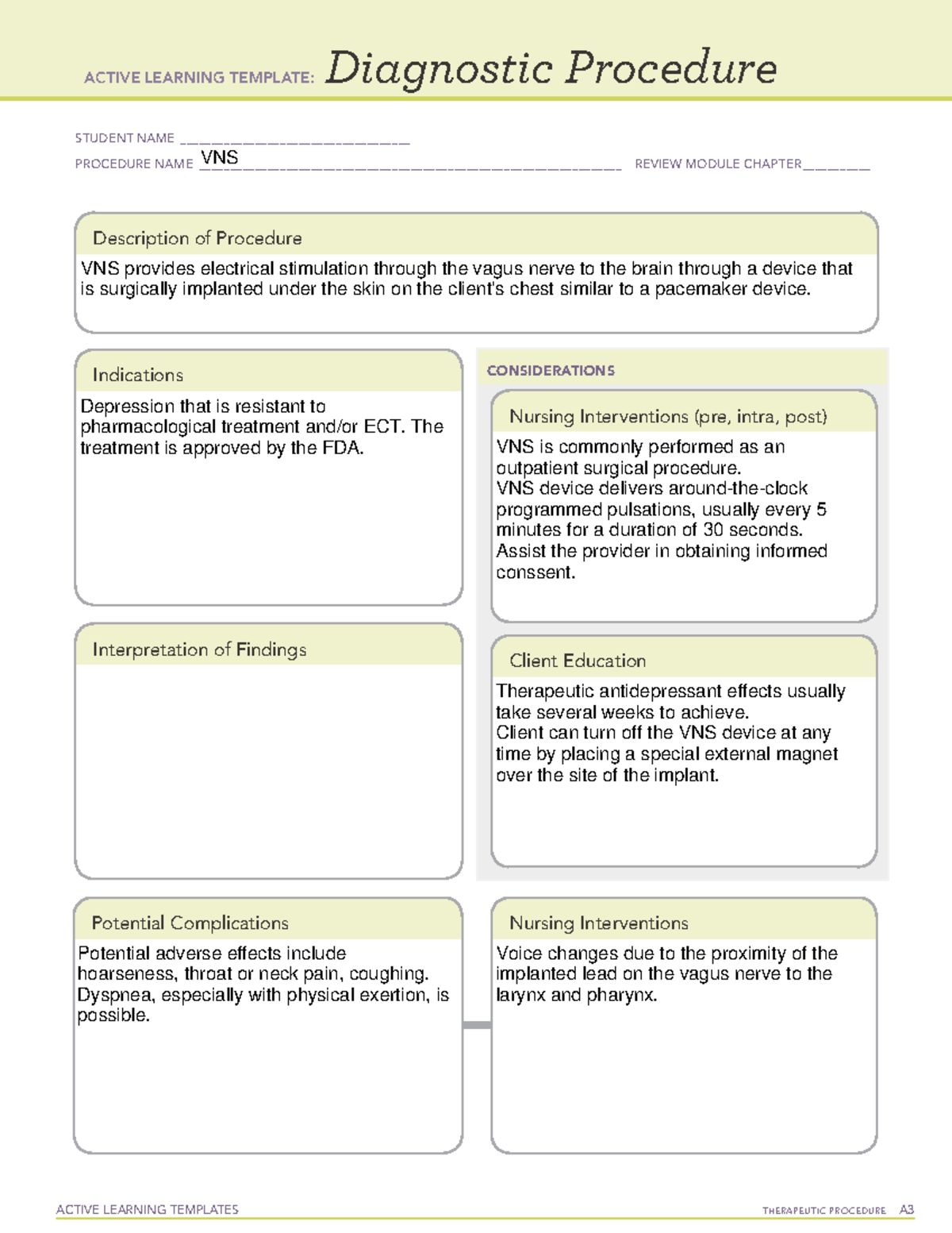 VNS Diagnostic Template - ACTIVE LEARNING TEMPLATES THERAPEUTIC ...