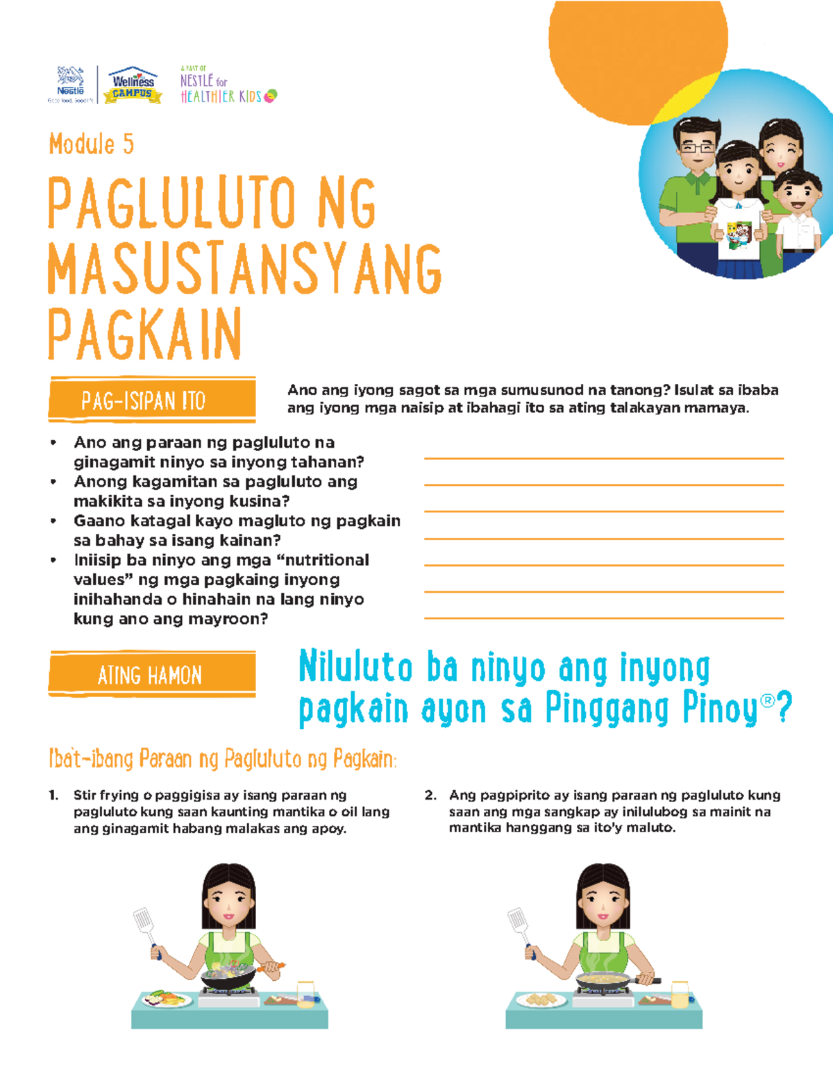Adult Module 5 Cooking Nutritious Food Handout (Filipino) Module 5