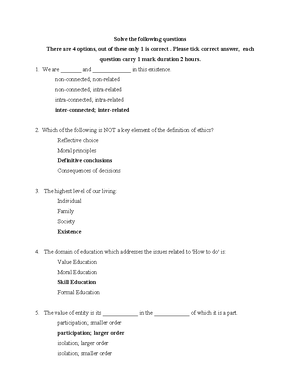 UHVE All Questions - Document universal human values syllabus and ...