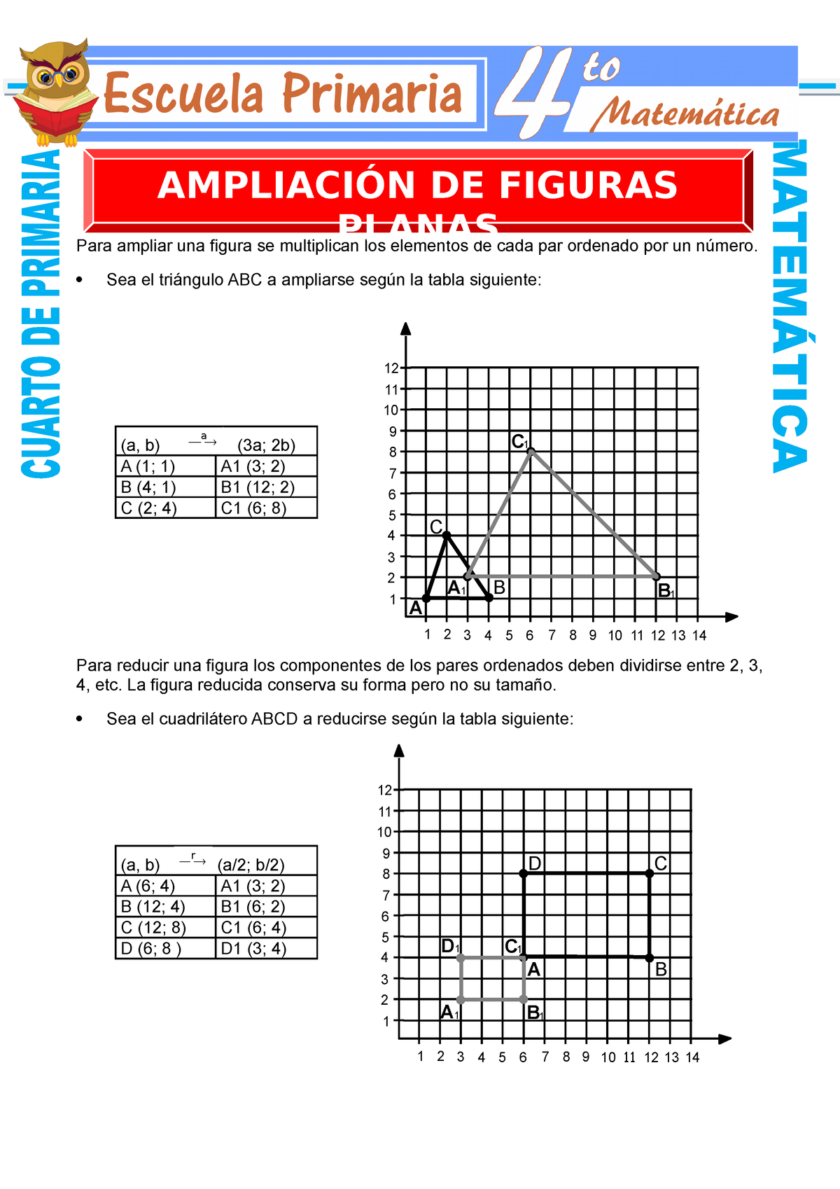 Ejercicios De Ampliacion Y Reduccion De Figuras Planas Para Cuarto De Primaria De Primaria 1617