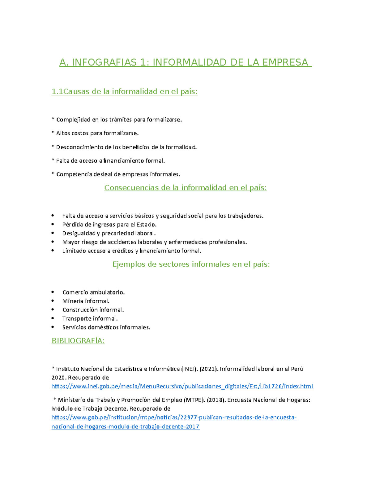 Documento - Apuntes - A. INFOGRAFIAS 1: INFORMALIDAD DE LA EMPRESA 1 De ...