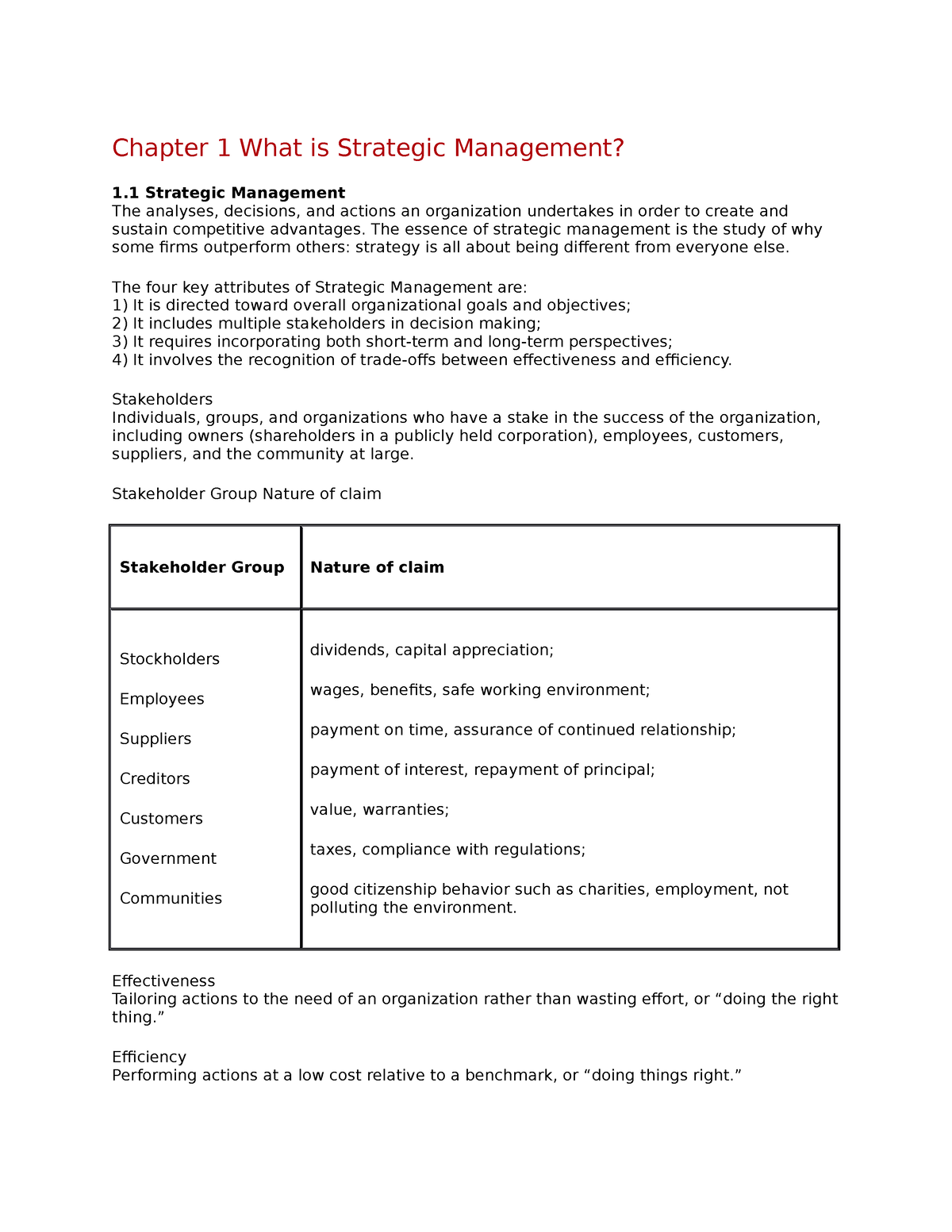 Strategic Management Full Material - Chapter 1 What Is Strategic ...