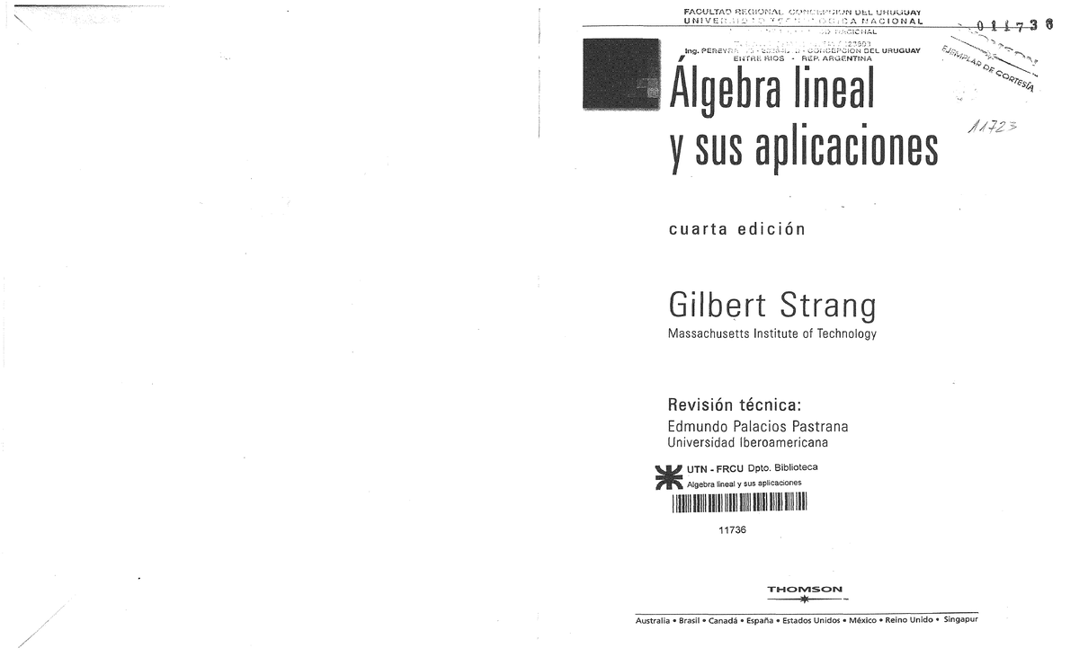 Algebra Lineal y sus Aplicaciones. Strang - Studocu