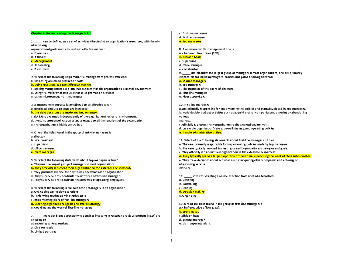 MGT Edit-1 - Come On - Chapter 1: Understanding The Manager’s Job ...