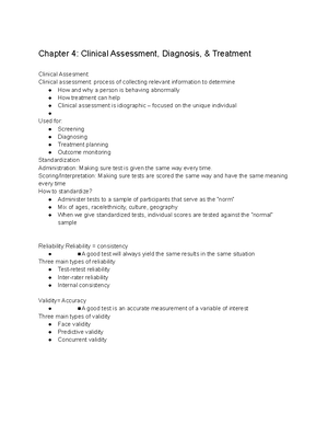 CHp 4 Clinical Assessment Diagnosis & Treatment - Chapter 4: Clinical ...