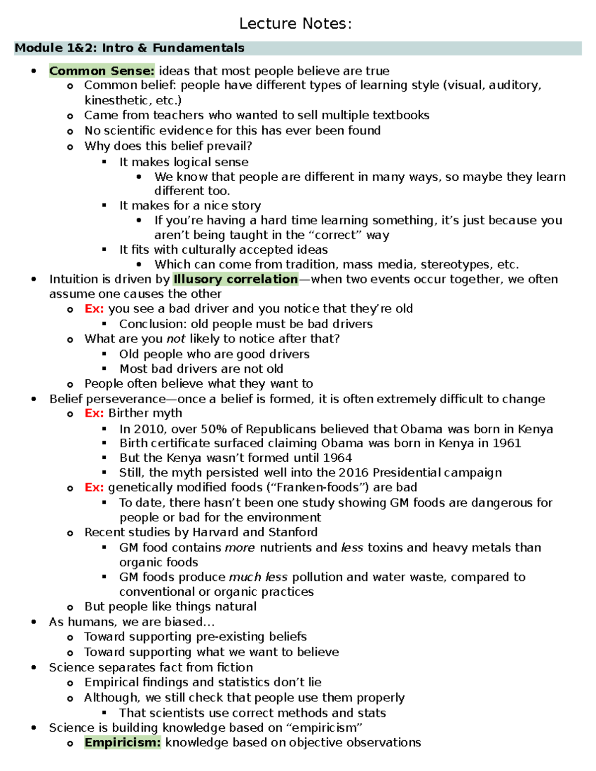 Lecture Notes - Lecture Notes: Module 1&2: Intro & Fundamentals Common ...