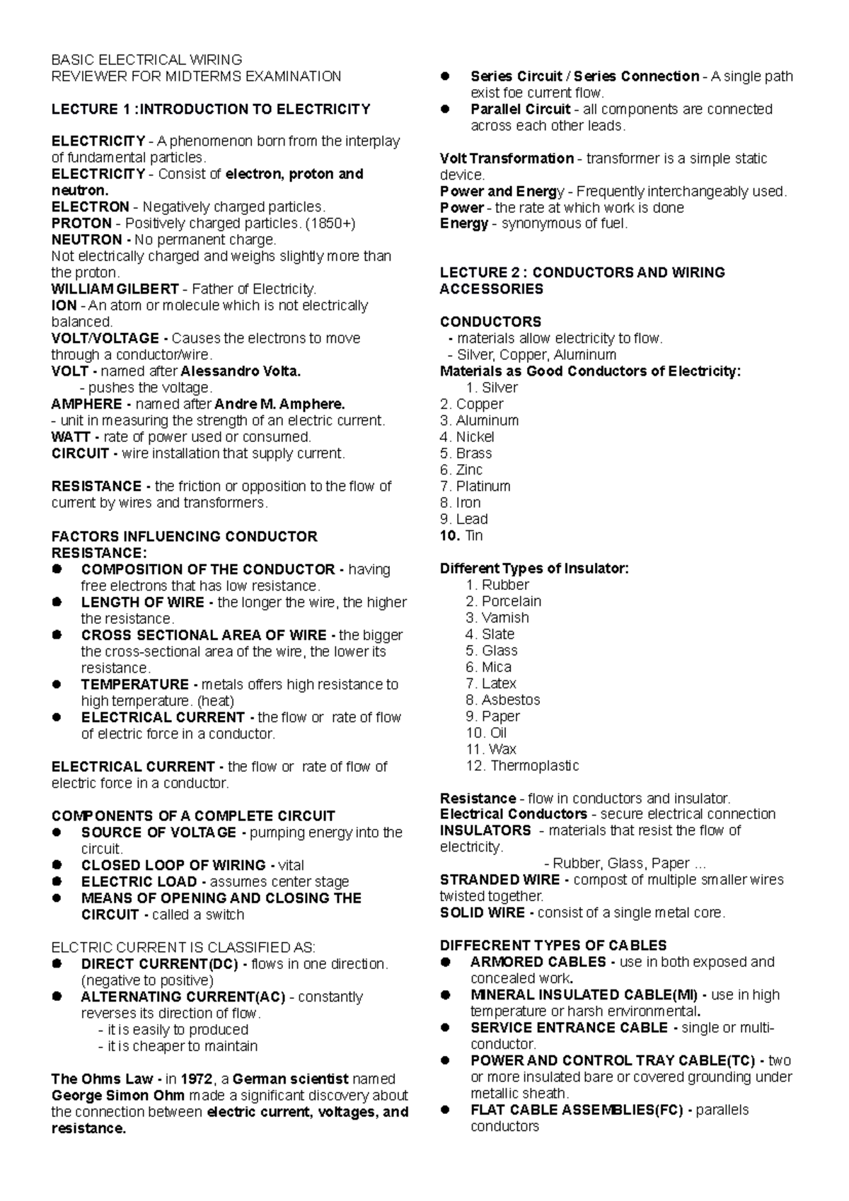 Basic Electrical Wiring reviewer - BASIC ELECTRICAL WIRING REVIEWER FOR ...