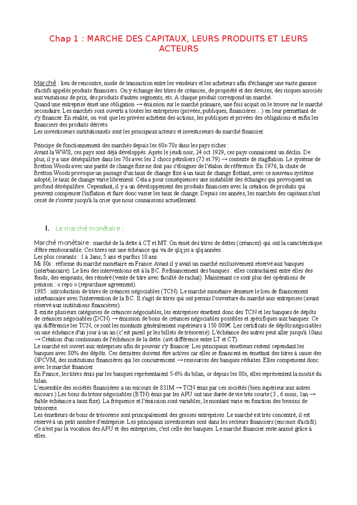 Chapitre 1 EMF amphi - Chap 1 : MARCHE DES CAPITAUX, LEURS PRODUITS ET ...