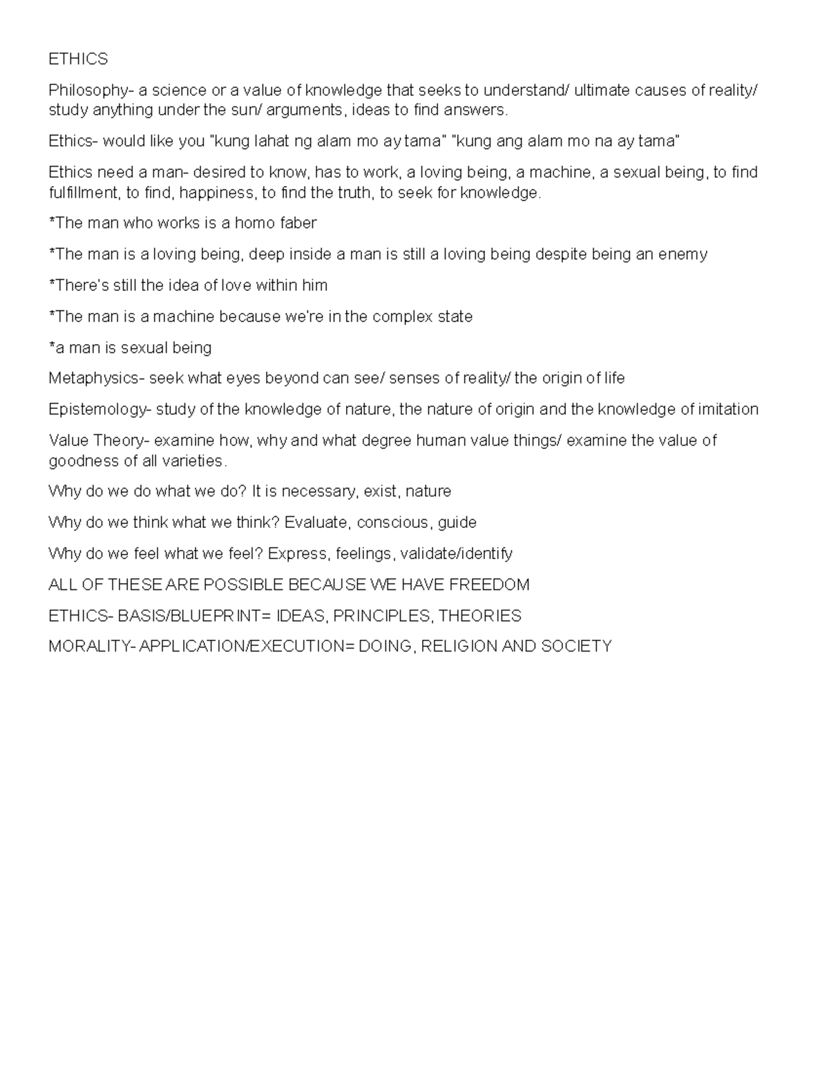 Ethics - ETHICS Philosophy- a science or a value of knowledge that ...