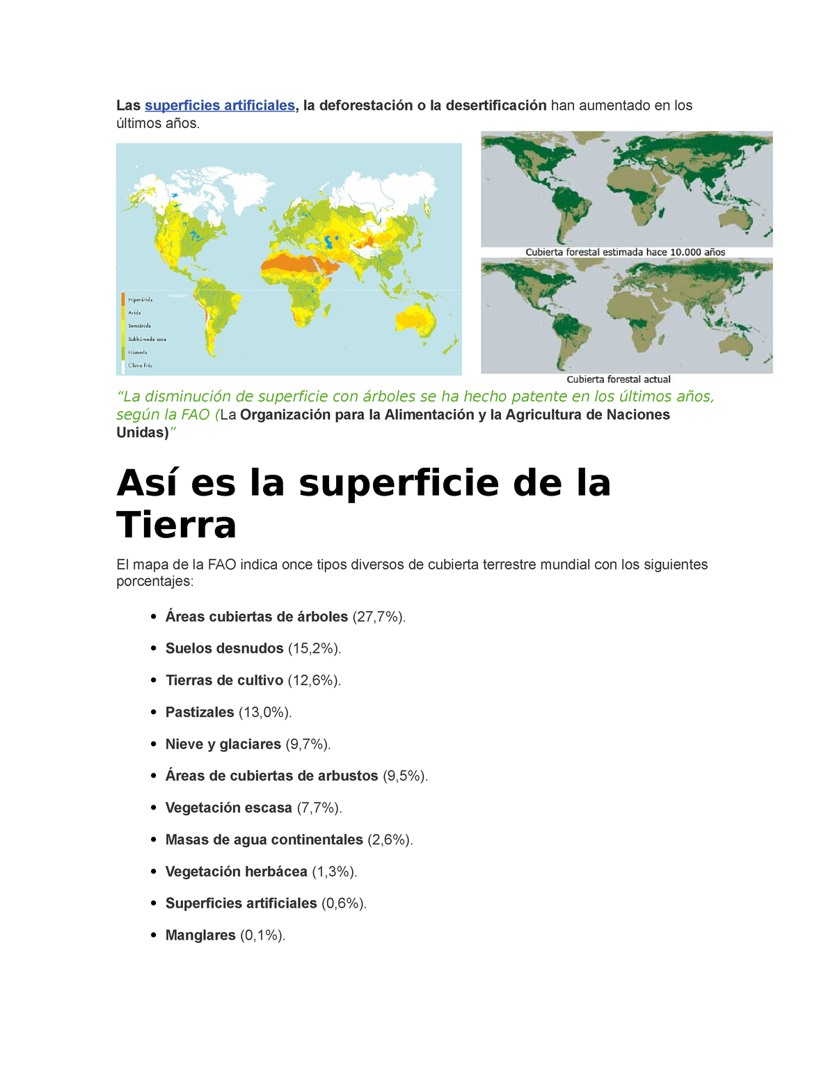 Deforestación - Trabajo - Las Superficies Artificiales, La ...