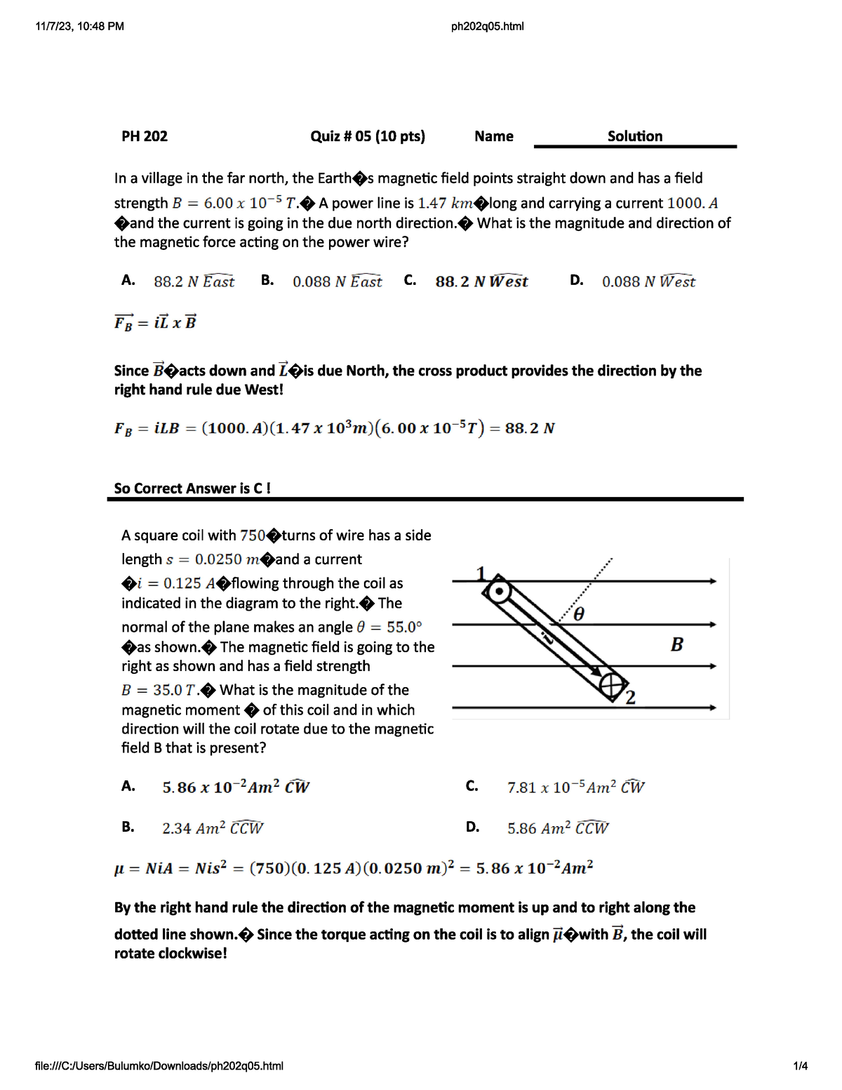 Ph202q05 - exercises with answers - PH 202 - Studocu