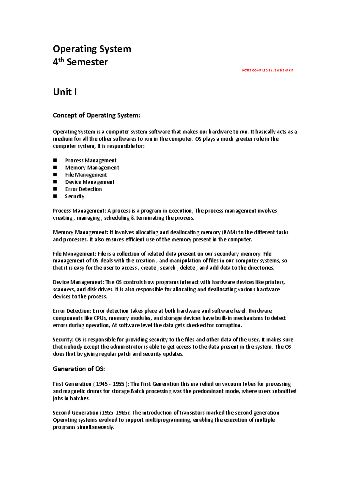 Operating System Notes - Operating System 4 th Semester NOTES COMPILED ...