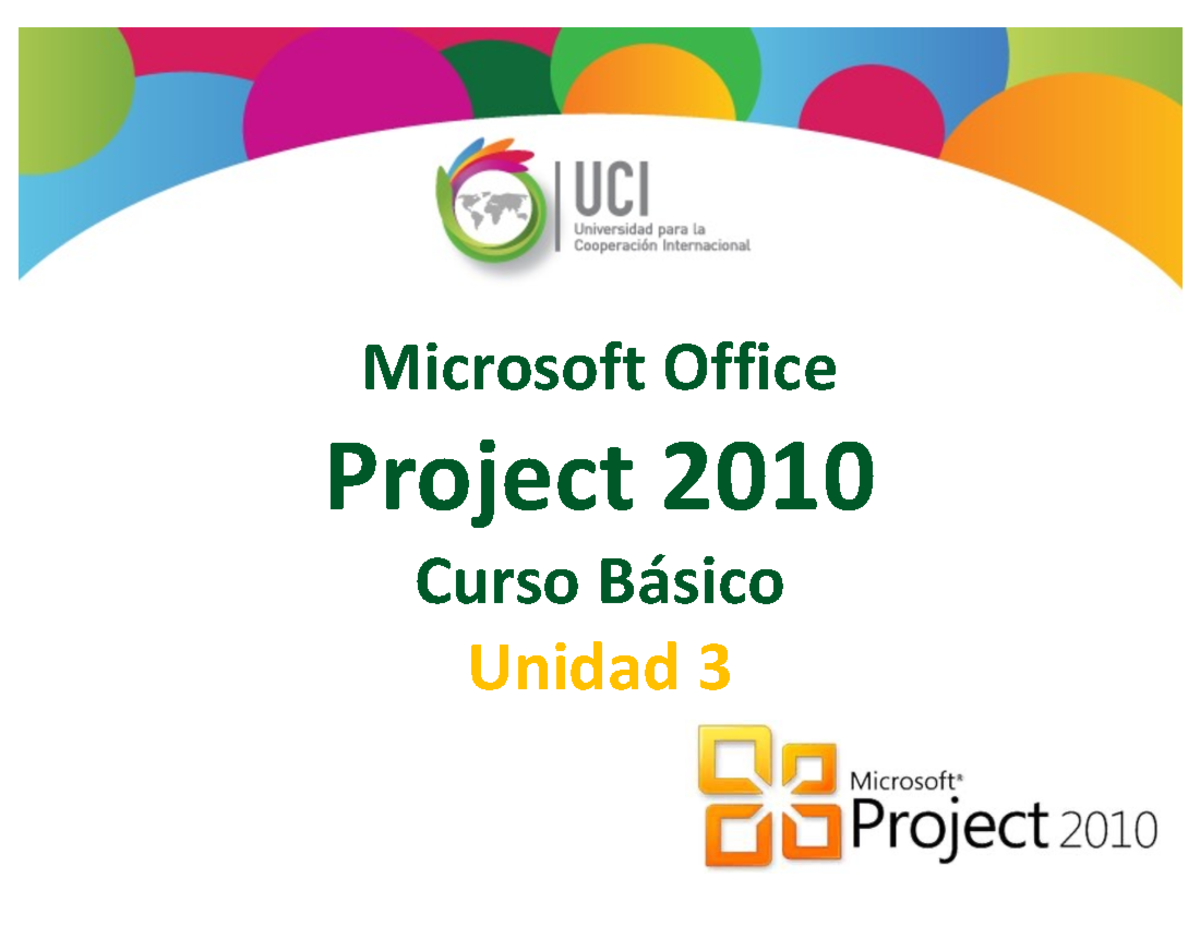 Curso Basico Project - Unidad 3 - Microsoft Office Project 2010 Curso ...