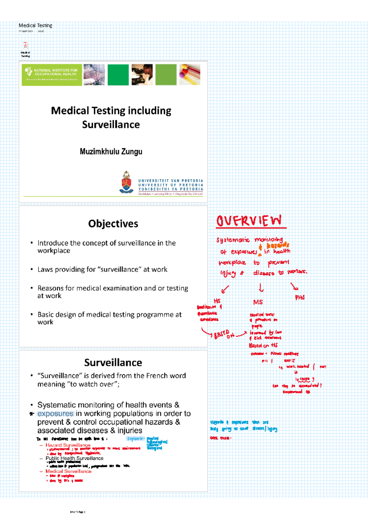 775 Notes 3 - Summary Occupational Health - Medical Testing Medical ...