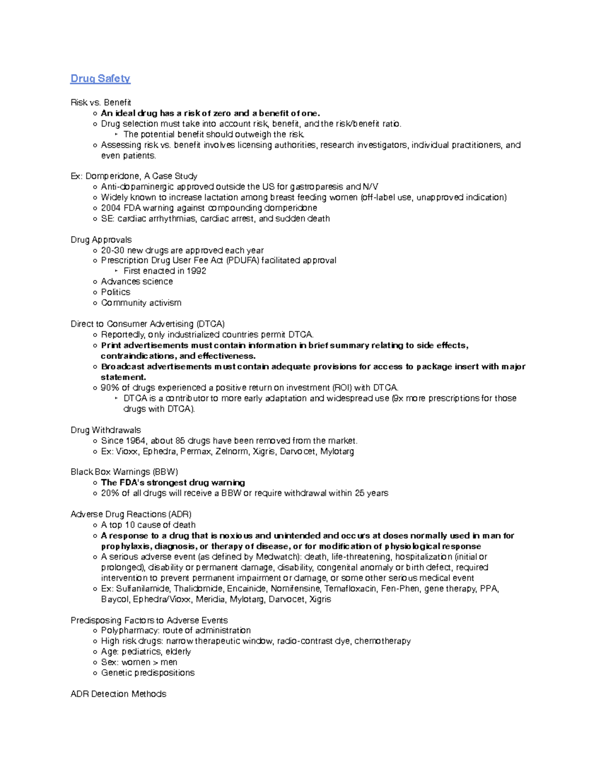 Drug Safety Notes BL0000 NSU Studocu