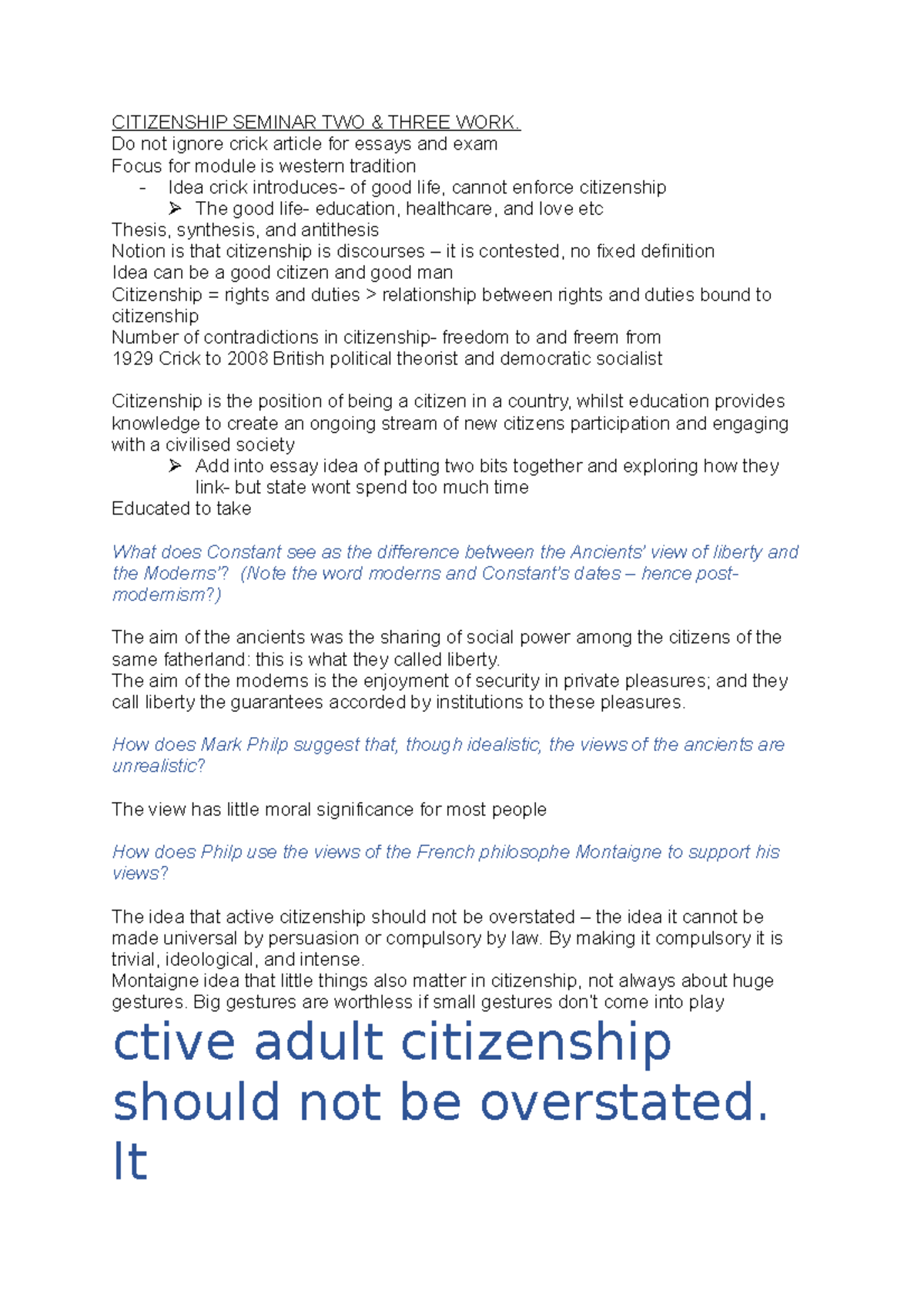 Citizenship Seminar TWO AND Three - CITIZENSHIP SEMINAR TWO & THREE ...