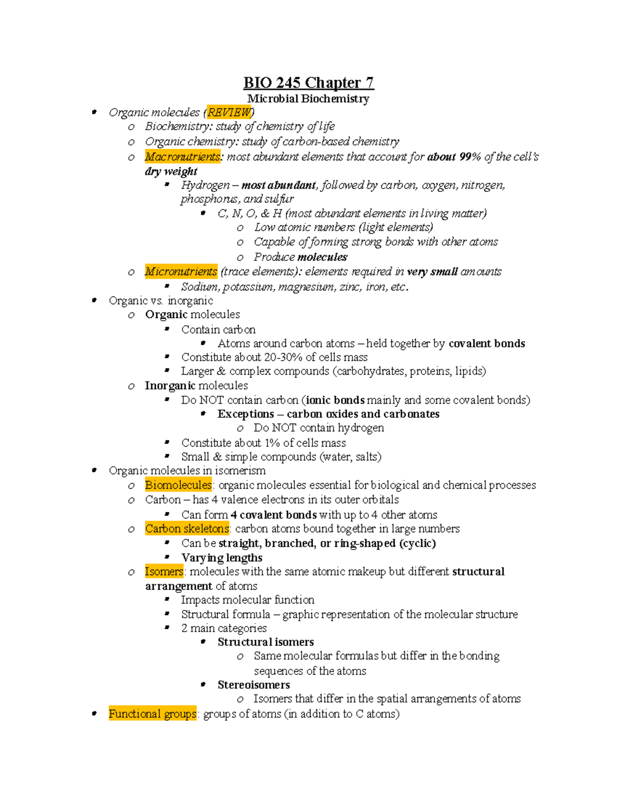 BIO 245 Chapter 7 - Lecture notes - BIO 245 Chapter 7 Microbial ...