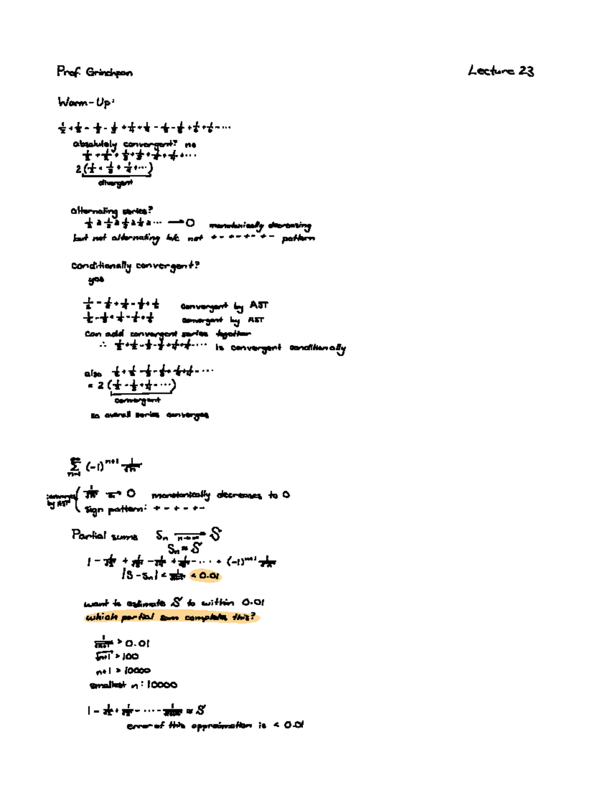 Math 123 Lecture Notes Before Final Exam - PofGrinchpan Lecture 23 Warm ...