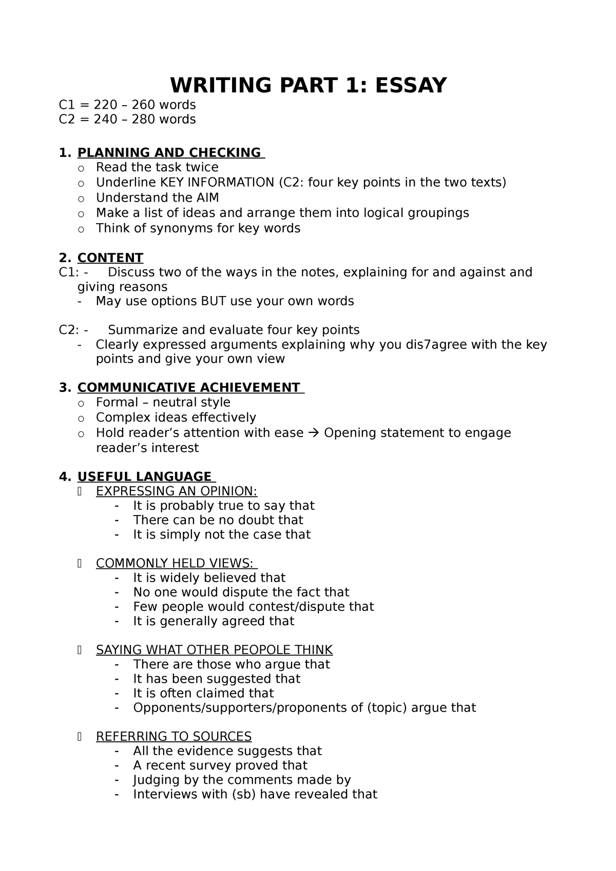 essay structure c2