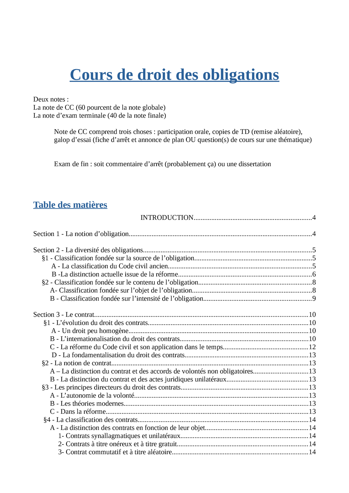 S3 Cours Droit Des Obligations Complet - Cours De Droit Des Obligations ...