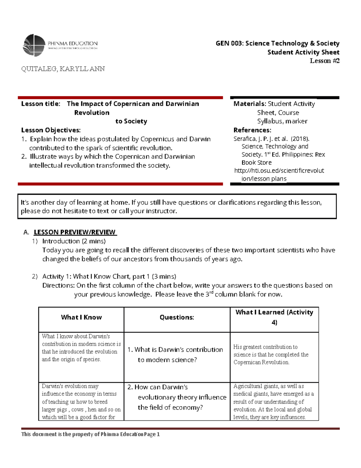 copernican revolution impact on society essay