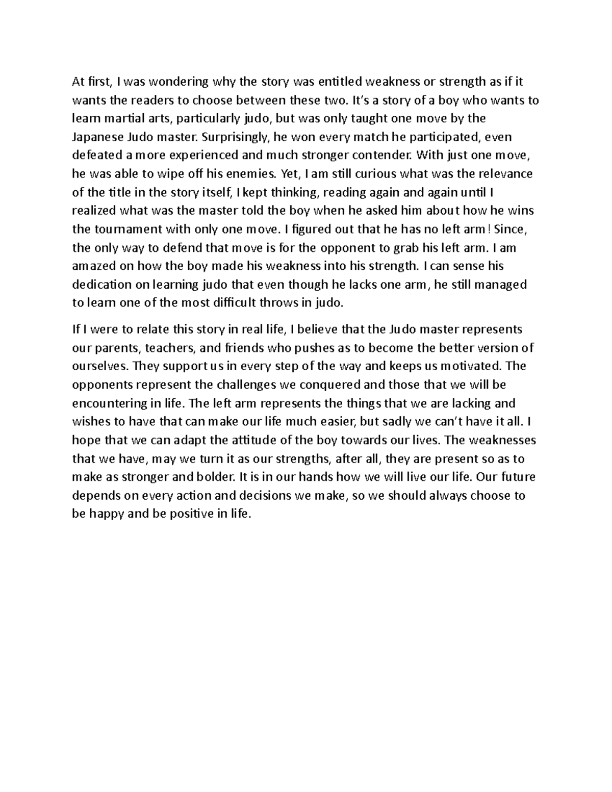 Weakness-and-strengths - At first, I was wondering why the story was ...